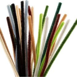 Chenille, L: 30 cm, dikte 6 mm, naturel, 25 stuk/ 1 doos