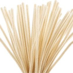 Chenille, L: 30 cm, dikte 6 mm, beige, 50 stuk/ 1 doos