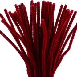 Chenille, L: 30 cm, dikte 6 mm, donkerrood, 50 stuk/ 1 doos