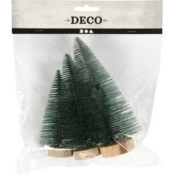 Kerstbomen, H: 10+13+14 cm, 3 stuk/ 1 doos