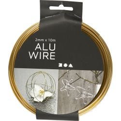 Alu draad, rond, dikte 2 mm, goud, 10 m/ 1 rol