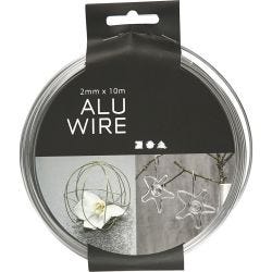 Alu draad, rond, dikte 2 mm, zilver, 10 m/ 1 rol