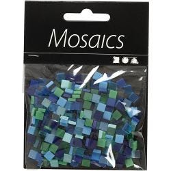 Mini mozaiek, afm 5x5 mm, dikte 2 mm, blauw/groen harmonie, 25 gr/ 1 doos