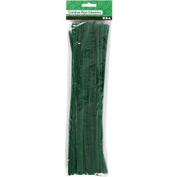 Chenille, L: 30 cm, dikte 6 mm, donkergroen, 50 stuk/ 1 doos
