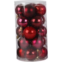 Kerstballen, d 6 cm, rode harmonie, 20 stuk/ 1 doos