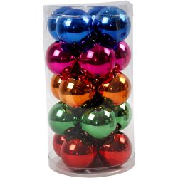 Kerstballen, d 6 cm, sterke kleuren, 20 stuk/ 1 doos