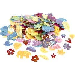 Pailletten, afm 15-45 mm, parelmoer kleuren, 30 gr/ 1 doos