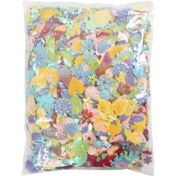Pailletten, afm 15-45 mm, parelmoer kleuren, 400 gr/ 1 doos