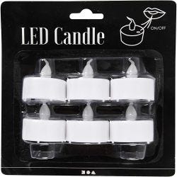 LED waxinelicht, H: 35 mm, d 38 mm, 6 stuk/ 1 doos