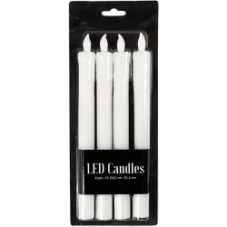 LED Kaarsen, H: 24,5 cm, d 20 mm, 4 stuk/ 1 doos