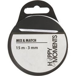 Satijnlint, B: 3 mm, wit, 15 m/ 1 rol