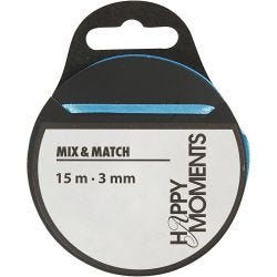 Satijnlint, B: 3 mm, lichtblauw, 15 m/ 1 rol