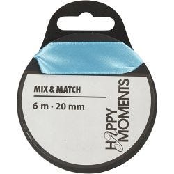 Satijnlint, B: 20 mm, lichtblauw, 6 m/ 1 rol