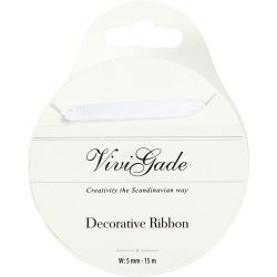 Decoratie lint, B: 6 mm, wit, 15 m/ 1 rol