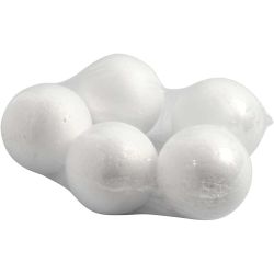 Ballen, d 6 cm, wit, 5 stuk/ 1 doos