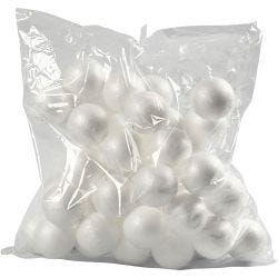 Ballen, d 6 cm, wit, 50 stuk/ 1 doos