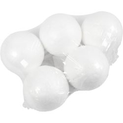 Ballen, d 7 cm, wit, 5 stuk/ 1 doos