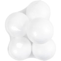 Ballen, d 10 cm, wit, 5 stuk/ 1 doos
