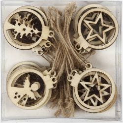 Hangende kerstdecoratie, d 3 cm, dikte 2,7 mm, 24 stuk/ 1 doos
