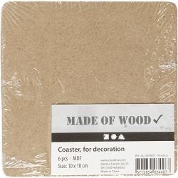 Onderzetters, afm 10x10 cm, dikte 3 mm, 6 stuk/ 1 doos