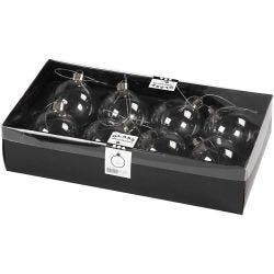 Glazen ornamenten, H: 6,9 cm, d 5,9 cm, transparant, 8 stuk/ 1 doos