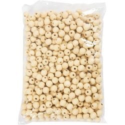 Houten kraal, d 15 mm, gatgrootte 3 mm, 500 stuk/ 1 doos