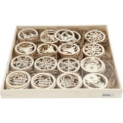 Kerstornamenten, d 8 cm, dikte 0,3 cm, 144 stuk/ 1 doos