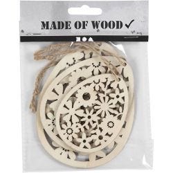 Ornamenten, H: 8+10+12 cm, B: 6+7,5+9 cm, dikte 3 mm, 3 stuk/ 1 doos
