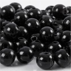 Houten Kralen, d 10 mm, gatgrootte 3 mm, zwart, 20 gr/ 1 doos