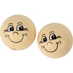 Houten ballen met gezichten