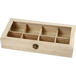 Houten doos met glazen deksel