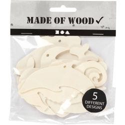 Zeedieren om op te hangen, Zeepaard, schildpad, dolfijn, schelp en walvis, H: 5-10 cm, B: 5-10 cm, gatgrootte 3 mm, dikte 2 mm, 5 stuk/ 1 doos