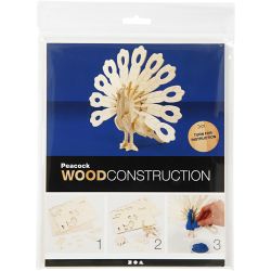 3D Puzzel, pauw, 10x20,5x17,5 cm, 1 stuk