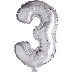 Folieballon , 3, 41 cm, zilver, 1 stuk