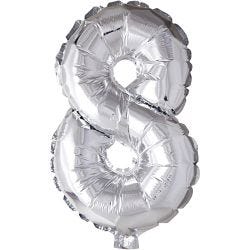 Folieballon , 8, 41 cm, zilver, 1 stuk