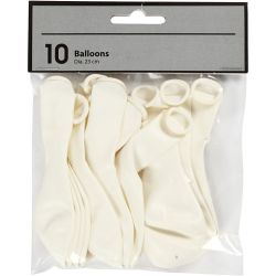 Ballonnen, d 23 cm, wit, 10 stuk/ 1 doos