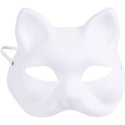 Kattenmasker, 17,5 cm, 18,5, wit, 1 stuk