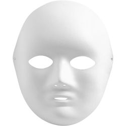 Masker, H: 22 cm, B: 17 cm, wit, 10 stuk/ 1 doos