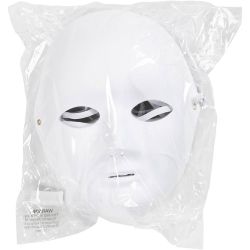 Masker, H: 22 cm, B: 17 cm, wit, 10 stuk/ 1 doos