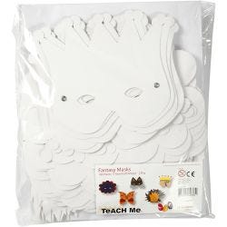 Fantasiemaskers - Inclusief elastiek, H: 15-20 cm, 230 gr, wit, 100 div/ 1 doos