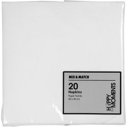 Servetten, afm 40x40 cm, 60 gr, wit, 20 stuk/ 1 doos