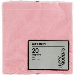 Servetten, afm 33x33 cm, lichtrood, 20 stuk/ 1 doos