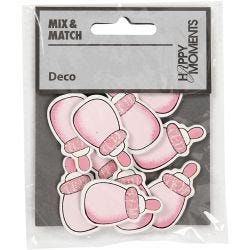 Zuigfles, afm 22x37 mm, dikte 1,7 mm, glitter, lichtrood, 10 stuk/ 1 doos