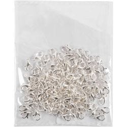 Karabijnhaken, L: 10 mm, verzilverd, 100 stuk/ 1 doos