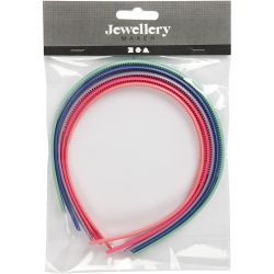 Haarbanden, B: 8 mm, diverse kleuren, 5 stuk/ 1 doos