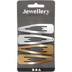 Haarspeld, L: 66 mm, B: 17 mm, goud, zilver, 4 stuk/ 1 doos