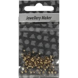 Knijpkralen, d 2 mm, goud, 100 stuk/ 1 doos