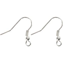 Oorbelhaaken, L: 18 mm, zilver, 10 stuk/ 1 doos