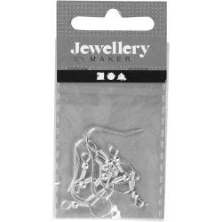 Oorbelhaaken, L: 18 mm, zilver, 10 stuk/ 1 doos