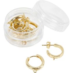 Grote oorbellen met oog, 15 mm, 3 mm, verguld, 2x2paar/ 1 doos